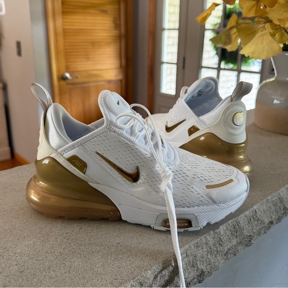 Nike Shoes - Nike Women’s Air Max 270 — White with Metallic Gold Details